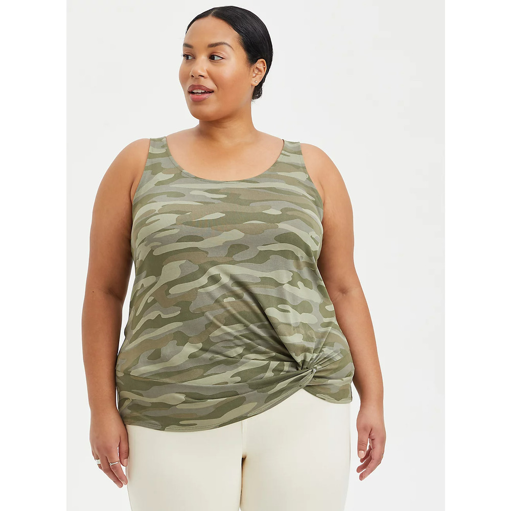 Torrid Camo Green Knot Waist Sleeveless Tank Top Women's Size 2/2X